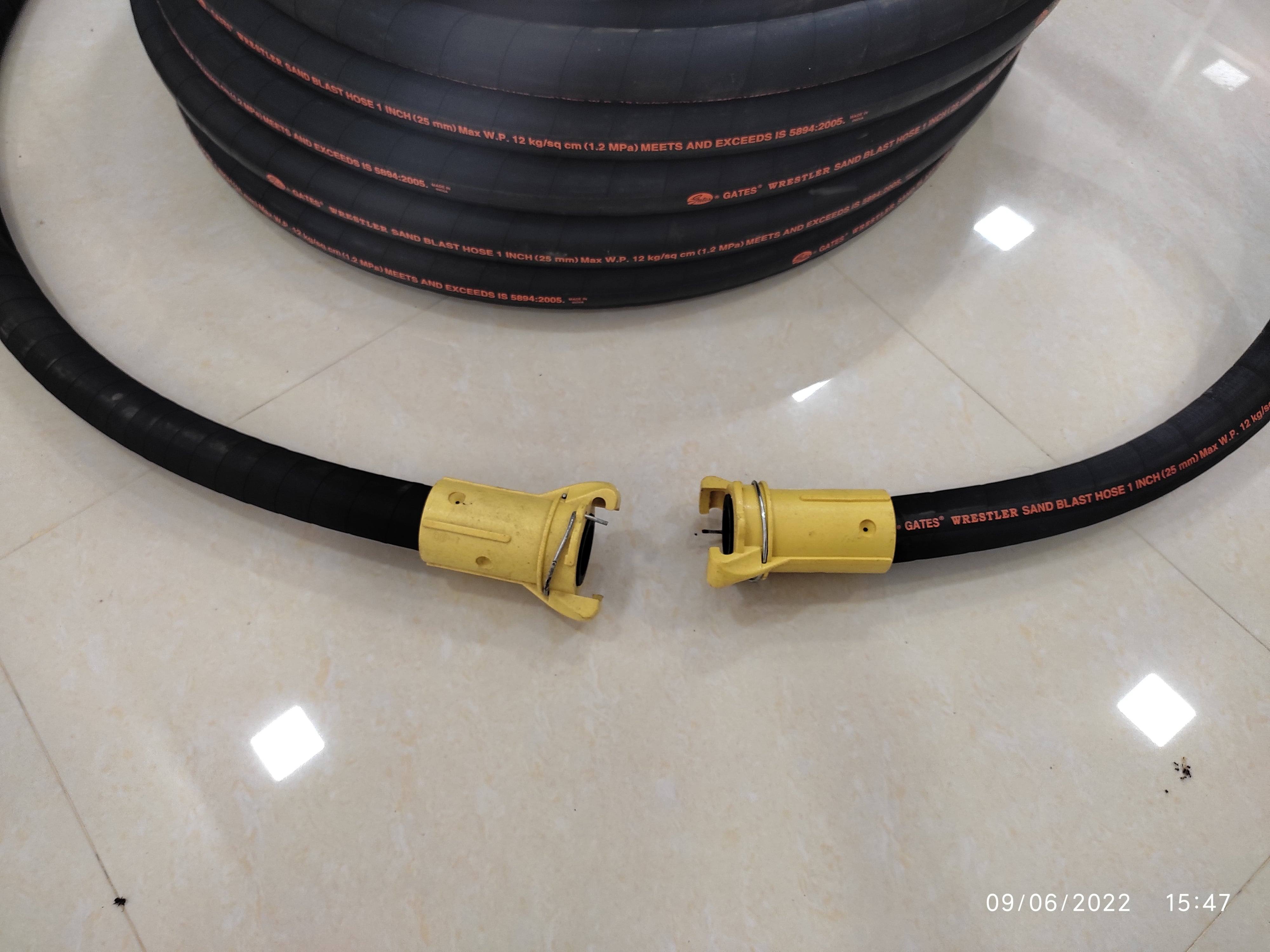 Sand blast hose packed for export shipping